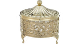 Queen Anne Round Butter Dish -10 Dia cm -Gold Plated