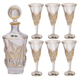 Bohemia Crystal Bottle & Goblet Set, 7 Pieces -Gold