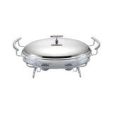 Oval Food Warmer with 2 Candles -2.4 Lit. -Stainless Steel 18/10 & Tempered Glass