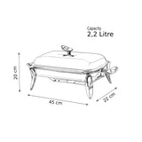 Royal Alfredo Rectangular Food Warmer -Silver -2.2 Lit. -Stainless Steel