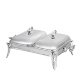 Royal Alfredo 2 Rectangular Food Warmers -Silver -2x1.5 Lit.