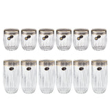 Bohemia Crystal Longdrink & Tumbler Set, 12 Pieces -Silver & Gold