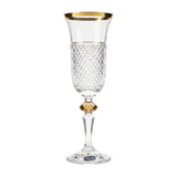 Bohemia Crystal Flute Set, 6 Pieces -Gold -150 ml