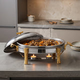 Oval Food Warmer with 2 Candles -2 Lit. -Stainless Steel 18/10 & Tempered Glass