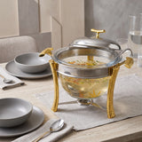 Soup Warmer with Ladle -Gold -4.0 Lit. -Stainless Steel 18/10 & Tempered Glass