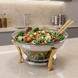 Salad Bowl with Servings -Gold -Stainless Steel 18/10