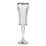 Bohemia Crystal Flute Diamond Set, 6 Pieces -Silver -120 ml