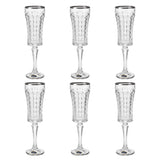 Bohemia Crystal Flute Diamond Set, 6 Pieces -Silver -120 ml