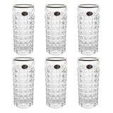 Bohemia Crystal Longdrink Diamond Set, 6 Pieces -Silver -260 ml