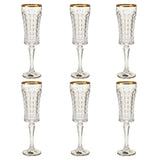Bohemia Crystal Flute Diamond Set, 6 Pieces -Gold -120 ml