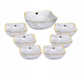 Bohemia Crystal Bowl Set, 7 Pieces -Gold