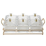 6-piece Square Nuts Set with Lids on a Stand -Gold