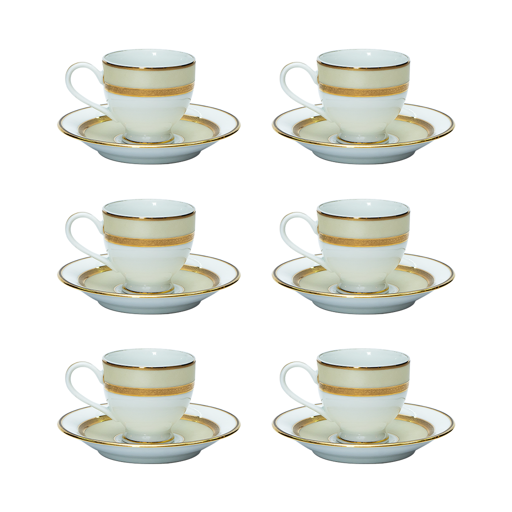 Yamasen Coffee Set, 12 Pieces -Gold -Porcelain