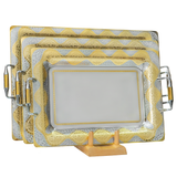 Elegant Gioiel Rectangular Tray with Handles, 3 Pieces -Made in Italy -Silver & Gold -Stainless Steel 18/10