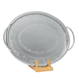 Elegant Gioiel Oval Tray with Handles -Made in Italy -50 cm -Silver -Stainless Steel 18/10