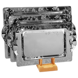 Tresors Rectangular Tray with Handles, 3 Pieces -Made in Italy -Silver -Stainless Steel 18/10