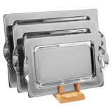 Tresors Rectangular Tray with Handles, 3 Pieces -Made in Italy -Silver -Stainless Steel 18/10