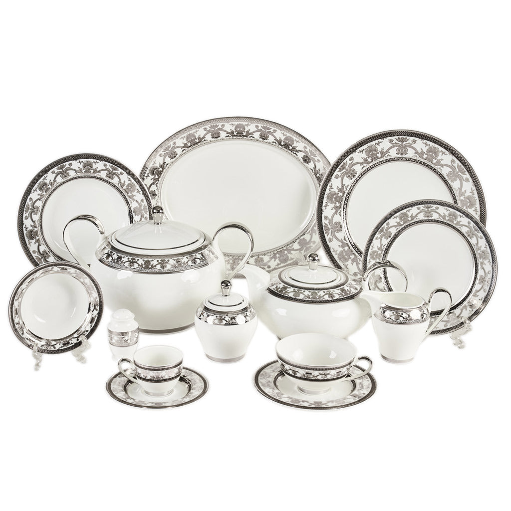 Falkenporzellan Dinner Set, 112 Pieces -Silver -Porcelain