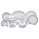 Falkenporzellan Dinner Set, 112 Pieces -Silver & White -Porcelain