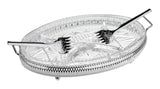 Queen Anne Hors d'oeuvre 4 Division Oval Patterned with 2 Serving Forks -30.8x20cm
