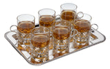 Queen Anne 6 Tea Glasses on Tray -Tray 34.3 x 24.8, Tea Cup 7x9 cm -Silver Plated