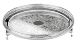Queen Anne Round Tray with Legs -35 Dia cm -Silver Plated