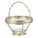 Queen Anne Large Deep Glass Fruit Bowl -24.5 Dia x16.5cm -Gold Plated