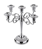 Queen Anne 5 Lights Candelabra with Baroque Style and Rose Design -26cm -Silver Plated