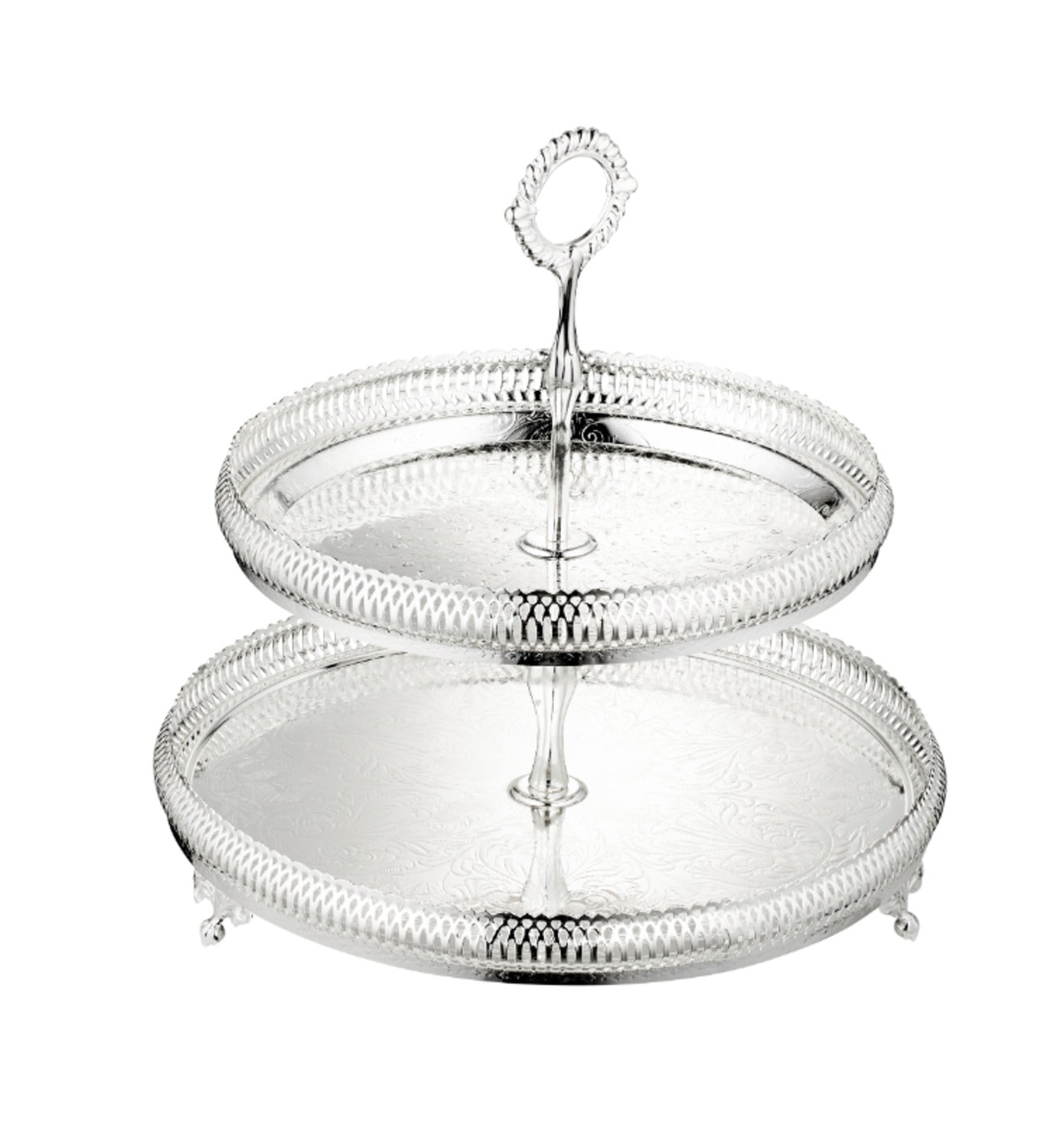 Queen Anne 2 Tier Cake Stand -23&28cm -Silver Plated