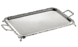 Queen Anne Oblong Tray with Handles and Legs -63x34 cm -Silver Plated