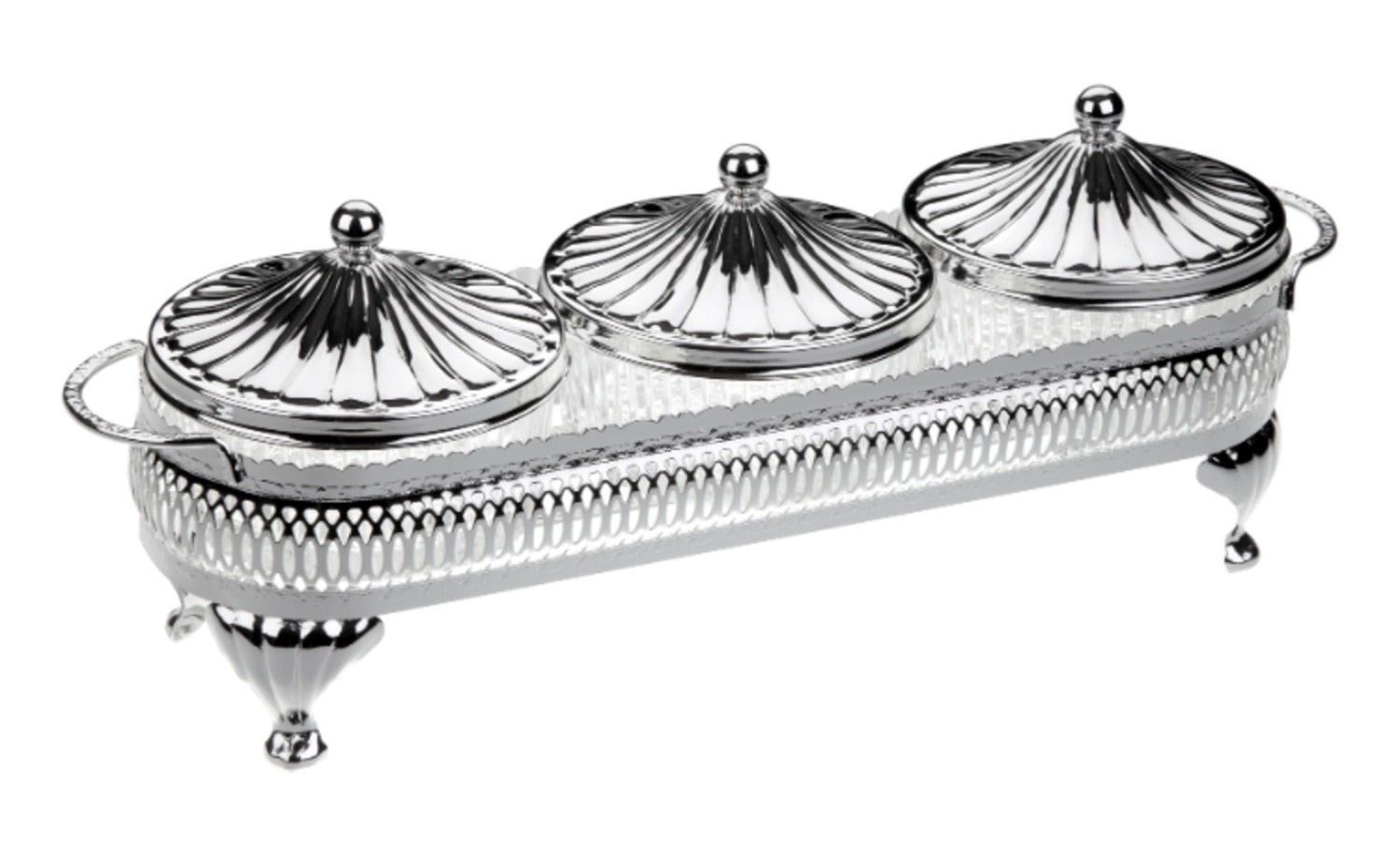 Queen Anne Round Bowl Set, 3 Pieces -31.5x11cm -Silver Plated