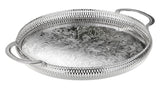 Queen Anne Round Tray with Handles -28cm -Silver Plated