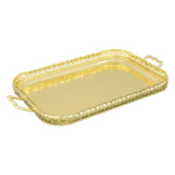 Queen Anne Rectangular Tray with Handles -51.5x29cm -Gold Plated