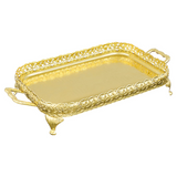Queen Anne Oblong Tray with Handles & Legs -43x24cm -Gold Plated