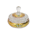 Bohemia Crystal Bonbonniere with Cover -Hand Cut -Gold -16.5 cm