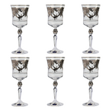 Bohemia Crystal Goblet Set, 6 Pieces -Silver -220 ml