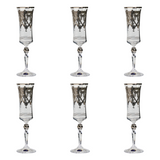 Bohemia Crystal Flute Set, 6 Pieces -Silver -150 ml