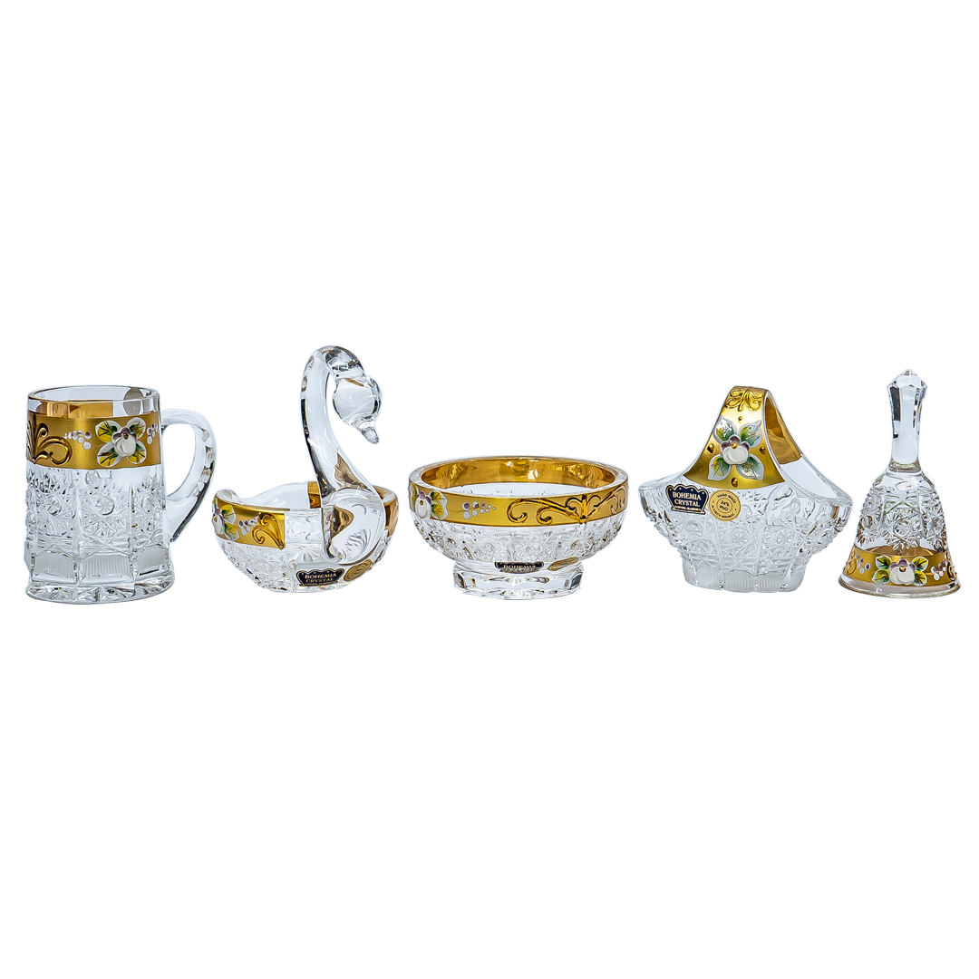 Bohemia Crystal Mini Crystal Accessories, 5 Pieces -Gold