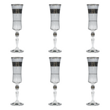 Bohemia Crystal Flute Set, 6 Pieces -Silver -150 ml