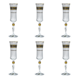 Bohemia Crystal Flute Set, 6 Pieces -Gold & Silver -150 ml