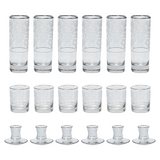 Pasabahce Longdrink, Tumbler, Tea Cups & Saucer Set, 24 Pieces -Silver