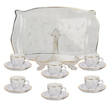 Pasabahce Coffee Set with Tray, 13 Pieces -Gold