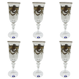 Bohemia Crystal Flute Set, 6 Pieces -Silver -150 ml