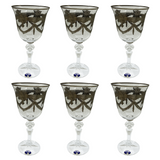 Bohemia Crystal Goblet Set, 6 Pieces -Silver -220 ml