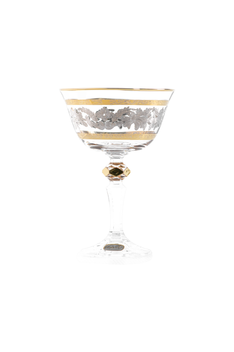 Bohemia Crystal Cocktail Set, 6 Pieces -Silver & Gold -180 ml