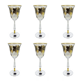 Bohemia Crystal Goblet Set, 6 Pieces -Silver & Gold -185 ml
