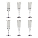 Bohemia Crystal Flute Set, 6 Pieces -Silver -150 ml