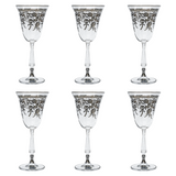 Bohemia Crystal Goblet Set, 6 Pieces -Silver -220 ml