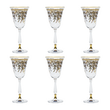 Bohemia Crystal Goblet Set, 6 Pieces -Gold -185 ml