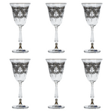 Bohemia Crystal Goblet Set, 6 Pieces -Silver -220 ml